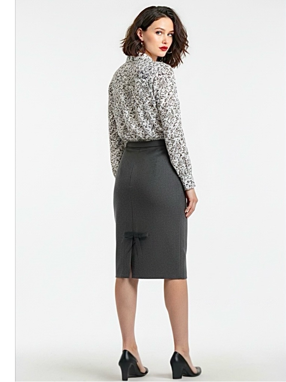 Charcoal Gray - Midi Pencil Skirt